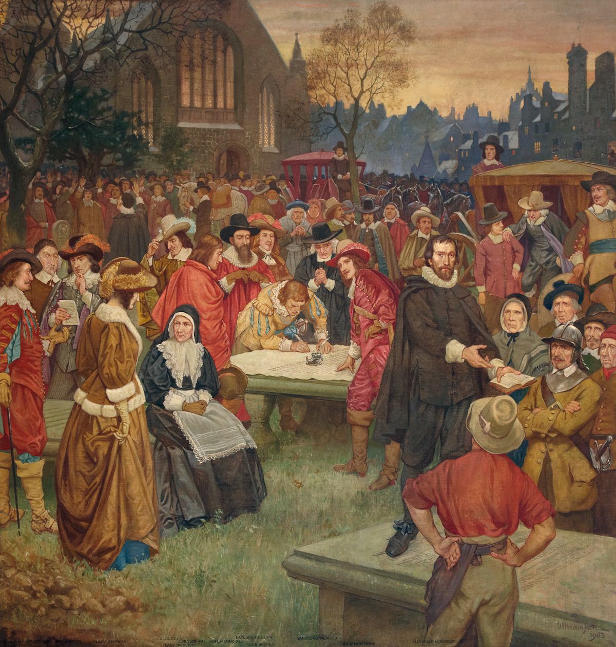 The signing of the National Covenant in Greyfriars Kirkyard, 1638